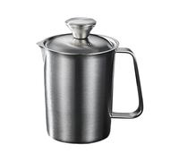 YunJove Tasse à Mesurer En Acier Inoxydable avec Couvercle Pichet à Mousse de Lait Gradué pour Préparation de Recettes Poignée Confortable Marquages Précis Ad, 500 Ml