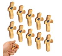 Yunjuhop Croix en bois, croix « Cross My Heart from The Holy Land » - Jésus - Croix de poche en bois pour soulager le stress - Cadeau chrétien - Noir - 10 pièces
