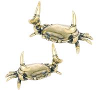 Yunjuhop Lot de 2 porte-stylos en laiton en forme de crabe, figurine de crabe, cuillère à crabe, animal de compagnie en laiton, statue animale dorée vintage pour jardin, anthropologie, décoration
