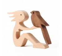 Yunjuhop Statue de chien en bois - Cadeau commémoratif pour la perte de chien - Cadeau commémoratif pour les amoureux des chiens - Figurines en bois gothique pour décoration d'intérieur (femme et
