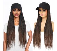 Yunkang Casquette de baseball tressée synthétique avec chapeau et perruque - 61 cm de long - Marron ombré (B-T30)