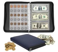 Yunkctuk Album de Collection de Pièces de Monnaie Contient 300 Pièces et 36 Billets, Classeur Piece 2 Euros avec 24 Pages, Classeur Numismatique Rangements pour Pièces de Monnaie et Timbres (Bleu)
