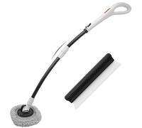 Yunkctuk Courbé 15° Brosse Lavage Voiture, Perche Telescopique Nettoyage avec 1 Balai Microfibre et Grattoir Voiture, Pinceau Nettoyage Voiture, Kit Nettoyage Voiture pour Voiture Caravane Van