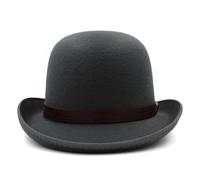 YUNKEPBCBM Chapeau Melon Plat en Fausse Laine for Homme, Noir, tête concave, Style bob de Jazz, for Femme(Gray)