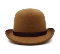 YUNKEPBCBM Chapeau Melon Plat en Fausse Laine for Homme, Noir, tête concave, Style bob de Jazz, for Femme(Khaki)