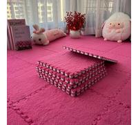 Yunlaishaocer Lot de 12 tapis de sol puzzle en peluche - 30 x 30 cm - 10 mm d'épaisseur - Doux - Pour enfants, salon, chambre à coucher - Rose