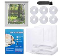 Yunlaishaocer Lot de 6 moustiquaires pour fenêtre - 130 x 50 cm - Avec bande Velcro autocollante - Sans perçage - Anti-insectes - Anti-poussière et anti-moustiques - Blanc