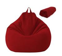 Yunlaishaocer Pouf pour Enfants et Adultes - 80 x 90 cm - sans Rembourrage - avec Fermeture éclair - Anti-poussière - pour Bureau, Chambre à Coucher, terrasse, Salon (Rouge, M)