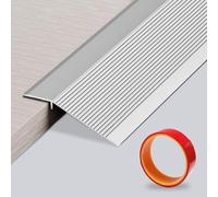 Yunlaishaocer Rampe de Seuil Aluminium,0,9m x 100mm Barre de Seuil Multiniveau Avec long Ruban Adhésif,Barre de Seuil Rattrapage de Niveau, Hauteur entre 8 et 40 mm Pour Rampe(Argent)
