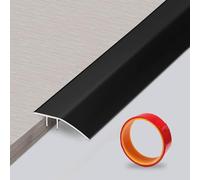 Yunlaishaocer Rampe de Seuil Aluminium,0,9m x 43mm Barre de Seuil Multiniveau Avec long Ruban Adhésif,Barre de Seuil Rattrapage de Niveau, Hauteur entre 5 et 12 mm Pour Rampe(Noir)