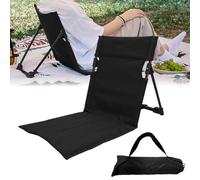 Yunlaishaocer Tapis de Plage avec Dossier - Pliable - en Tissu Oxford 600D - Léger - pour Camping, Plage, arrière-Cour, Pique-Nique, Herbe - Noir