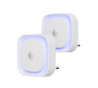 YUNLEX 2 Pcs Veilleuse Prise Électrique avec Détecteur de Mouvement, 3 modes de capteur, Luminosité réglable, pour les enfants, salle de bains, chambre à coucher, couloir, cuisine, Bleu