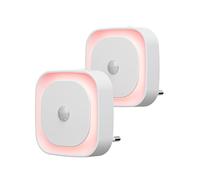 YUNLEX 2 Pcs Veilleuse Prise Électrique avec Détecteur de Mouvement, 3 modes de capteur, Luminosité réglable, pour les enfants, salle de bains, chambre à coucher, couloir, cuisine, Rouge