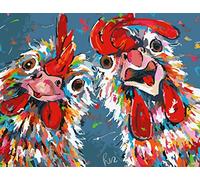 YUNLINZI Peinture Par Numéros Mur Art Toile Abstrait Animal Image Home Decor Crazy Chickens Pour les enfants et les adultes débutants,40X50CM-QZ1766