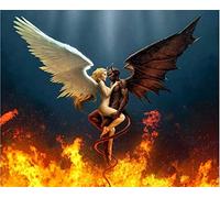 YUNLINZI Peinture par numéros pour adultes débutants enfants Diable ardent et ange 16x20 pouces toile de lin acrylique nombre peinture cadeaux décoration de la maison -sans cadre