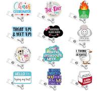 Yunlly Lot de 12 porte-badges amusants pour infirmière - Porte-badges rétractables avec clips d'identification - Enrouleur de badge mignon pour médecin, étudiant, homme, femme, bureau, infirmières,