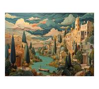 Yunlus Casse-tête pour adultes 1000 pièces Impossible difficile difficile casse-tête pour adultes Puzzle 1000 pièces Une ville paisible Puzzle 1000 pièces 71,1 x 50,8 cm