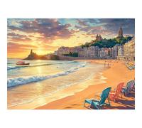 Yunlus Casse-tête pour Adultes de 1000 Pièces Impossibles Difficiles pour Adultes Puzzle de 1000 Pièces Puzzles Serein Coucher de Soleil sur la Plage Puzzles 1000 Pièces 70 x 50 cm