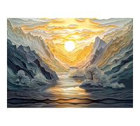 Yunlus Puzzle pour Adultes 1000 Pièces Niveau de Difficulté Impossible Puzzle Stimulant 1000 Pièces Lever de Soleil au Sommet d'une Montagne 70 x 50 cm