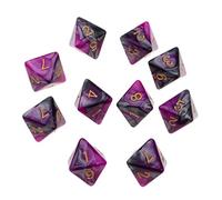 Yunmeryker 10 Pièces Dés Polyédriques Jeu de Table Huit Faces Dés Multi-usages Fonction Chiffres Clairs Plastique Solide Portatif Adapté pour Jeux Rôles Ca, Violet + Gris