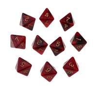 Yunmeryker 10 Pièces Dés Polyédriques Jeu de Table Huit Faces Dés Multi-usages Fonction Chiffres Clairs Plastique Solide Portatif Adapté pour Jeux Rôles Ca, Noir + Rouge