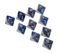 Yunmeryker 10 Pièces Dés Polyédriques Jeu de Table Huit Faces Dés Multi-usages Fonction Chiffres Clairs Plastique Solide Portatif Adapté pour Jeux Rôles Ca, Gris + Bleu