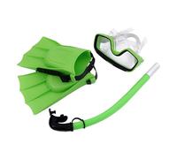 Yunmeryker 2 Pièces Équipement de Plongée Flippers Masque Tuba Ensemble Antidérapant avec Verre Polycarbonate Conçu pour Natation Plongée Piscine Séances, Vert Taille UE 25 à 30