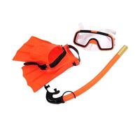 Yunmeryker 2 Pièces Équipement de Plongée Flippers Masque Tuba Ensemble Antidérapant avec Verre Polycarbonate Conçu pour Natation Plongée Piscine Séances, Orange EUTaille 25 à 30