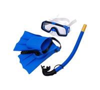 Yunmeryker 2 Pièces Équipement de Plongée Flippers Masque Tuba Ensemble Antidérapant avec Verre Polycarbonate Conçu pour Natation Plongée Piscine Séances, Bleu EUTaille 25 à 30