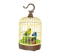 Yunmeryker 2 Pièces Oiseau Chantant Jouet Cage Mouvement Sons Activation Par Voix Plastique pour Décoration de Bureau Cadeau Enfant, Vert et bleu,