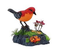 Yunmeryker 2 Pièces Oiseau Chantant Jouet Cage Mouvement Sons Activation Par Voix Plastique pour Décoration de Bureau Cadeau Enfant, rouge, 16x14cm