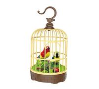 Yunmeryker 2 Pièces Oiseau Chantant Jouet Cage Mouvement Sons Activation Par Voix Plastique pour Décoration de Bureau Cadeau Enfant, Rouge et bleu,