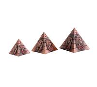 Yunmeryker 3 Pièces Statue Pyramide Urne Souvenir Objet Architecture Alliage Fer Convient pour Étagère Salon Cadeau Bureau Décoration Maison, Cuivre