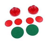Yunmeryker 6 Pièces Air Hockey Pusher Mallets Palets Manettes Accessoires avec Base en Feutre pour Enfants et Adultes sur Table D'Intérieur Remplacement et L, Rouge, S