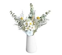 Yunmeryker Bouquet Dried Flowers Bouquet Eucalyptus Composition avec Fleurs Séchées Véritables Branches Art Déco Adapté Décor Table Fête Studio, Violettes blanches