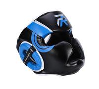 Yunmeryker Casque de Boxe avec Protection du Visage, en Polyuréthane Ajustable, Sangle de Sécurité, Mousse Haute Densité, Convient Aux Adultes et Aux E, Bleu S