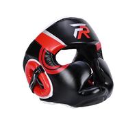 Yunmeryker Casque de Boxe avec Protection du Visage, en Polyuréthane Ajustable, Sangle de Sécurité, Mousse Haute Densité, Convient Aux Adultes et Aux E, Rouge L
