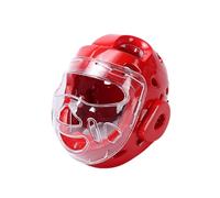 Yunmeryker Casque de Boxe et de Kickboxing Protection pour Arts Martiaux en Mousse NBR et PP Robuste avec Couvre-Visage Stable Approprié pour Le Sparring, Rouge, XS