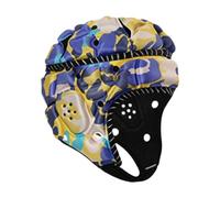 Yunmeryker Casque de Rugby Adulte Rembourré Mousse Polyester Absorbant Les Chocs Bande Ajustable et Respirante Protège Efficacement La Tête Adapté Aux Loisirs SP, Bleu Jaune