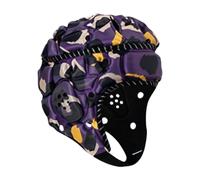 Yunmeryker Casque de Rugby Adulte Rembourré Mousse Polyester Absorbant Les Chocs Bande Ajustable et Respirante Protège Efficacement La Tête Adapté Aux Loisirs SP, Jaune Violet