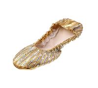 Yunmeryker Chaussons de Ballet Plats pour Femmes, Fabriqués En PU Antidérapant et Flexible, Offrant Une Bonne Résistance à L'usure et Adaptés à La Danse et à, Or, XL