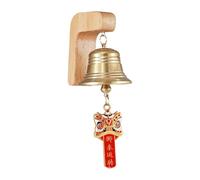 Yunmeryker Cloche de Commerçant En Bois et Laiton pour Porte D'Entrée Carillon Suspendu Décoratif Fixation Aimantée Facile Son Agréable Adaptée Aux Commerces Int, Xl