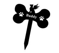 Yunmeryker Dog Grave Marker Stake Souvenir D'Animal Perdu Tête de Tombe Chien Robuste Plaque à Piquer Panneau En Métal Ornemental Adapté pour Cour Pelou, Copain