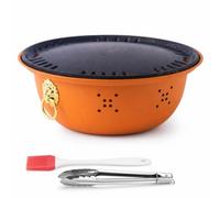Yunmeryker e charbon bois portable, mini e charbon pour 3-5 personnes, en métal, Orange Hermès avec plaque de cuisson