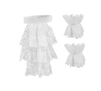 Yunmeryker Ensemble Jabot et Manchettes En Dentelle, Accessoires Décoratifs Détachables pour Costumes de Scène et de Cosplay, Blanc