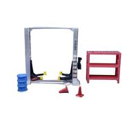 Yunmeryker Ensemble Miniature D'atelier, 5 Pièces Comprenant Une Plateforme élévatrice, Des Cônes de Signalisation et Un Bidon D'huile pour Voitures Mini, Argent Lift