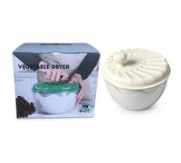 Yunmeryker Essoreuse à Salade Manuelle, Passoire et Bassine de Lavage Intégrée, 24,3 × 22,3 × 20 cm, Teinte Crème, box