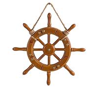 Yunmeryker Gouvernail de Bateau Murale Roue Navire Décoration Méditerranéenne Rame en Bois Ornement Original Adapté à La Décoration de Bureau Salon Ma, 35cm