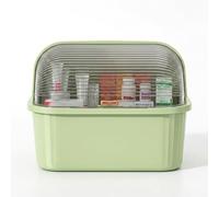 Yunmeryker Grande trousse de secours familiale, boîte de rangement portable pour produits de santé, transparente, munie d'une poignée intégrée, Vert gris transparent