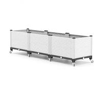 Yunmeryker Jardinière extérieure Grande Taille rectangulaire, Porte-Plante à roulettes, Planter à Fleurs Mobile pour Balcon and terrasse, Snowy Nordique, White